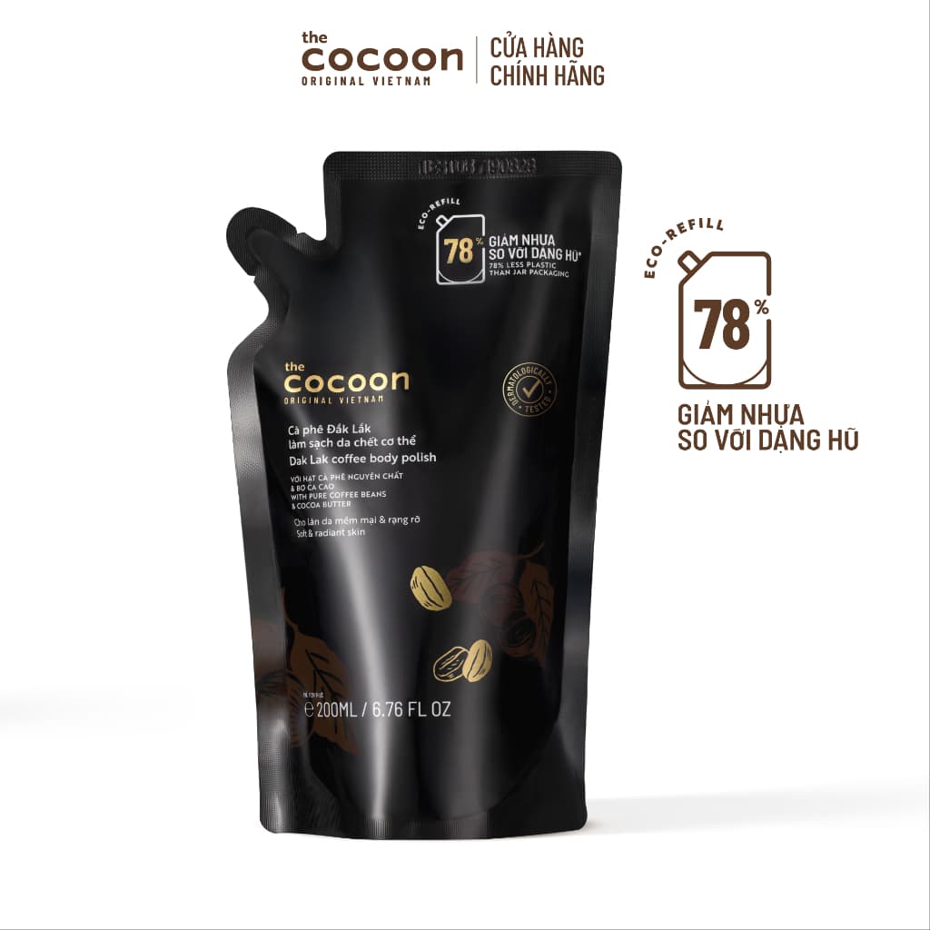 [MUA 2 GIẢM 41%] Combo 1 Hũ Tẩy Da Chết Cơ Thể Cà Phê Đắk Lắk Cocoon 200ml + Túi Refill Tẩy Da Chết Cà Phê 200ml 3
